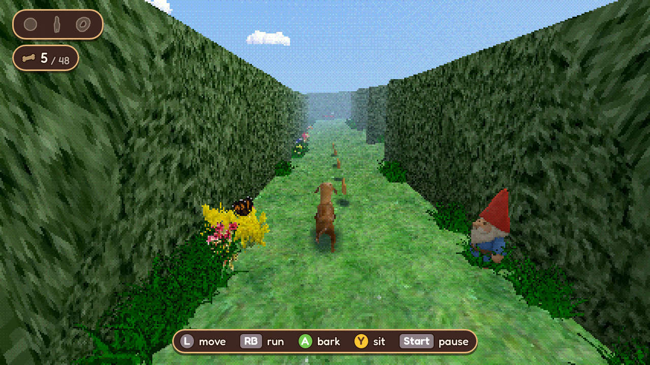 Running through the green hedges of the Backyard maze
